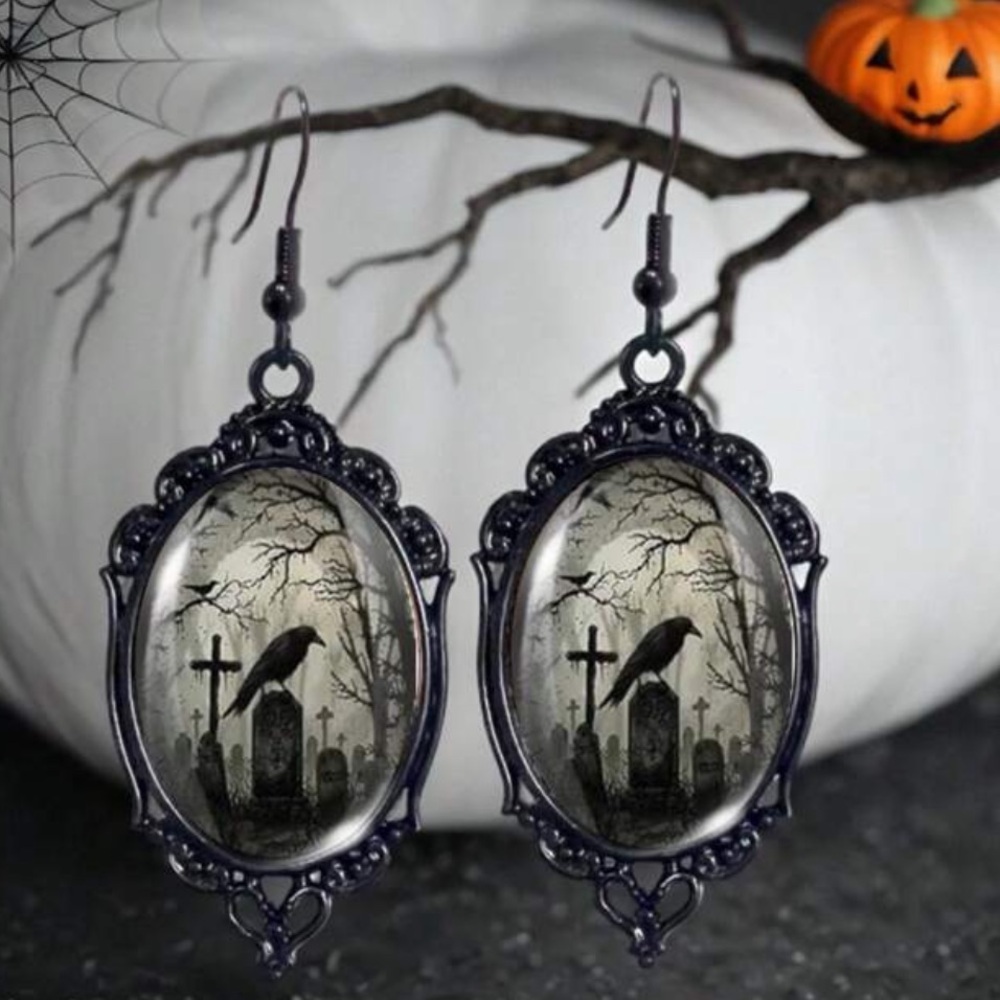 🐦‍⬛Gothic Black Crow Earrings